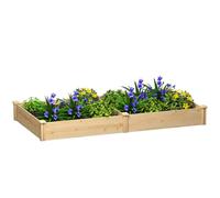 Outsunny Raised Garden Bed, Wooden Planter Box with Divider and Open Bottom, Multi