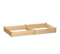 Outsunny Raised Garden Bed, Wooden Planter Box with Divider and Open Bottom for Flowers, Herbs, Vegetables, DIY Painting