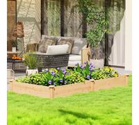 Outsunny Raised Garden Bed, Wooden Planter Box with Divider and Open Bottom, Multi