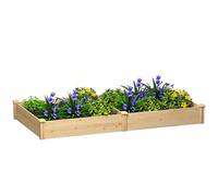 Outsunny Raised Garden Bed, Wooden Planter Box with Divider and Open Bottom, Outdoor Elevated Garden Planter for Flowers, Herbs, Vegetables, DIY Painting, 235 x 121 x 26 cm
