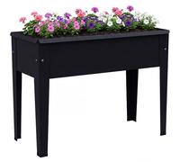 Outsunny Raised Planter Metal Garden Bed on Legs with Drainage Hole, Black