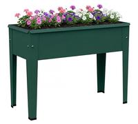Outsunny Raised Planter Metal Garden Bed on Legs with Drainage Hole, Green