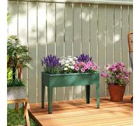 Outsunny Raised Planter Metal Garden Bed on Legs with Drainage Hole, Green | Foot Covers, Outdoor Elevated Garden Planter, for Vegetables, Herbs, Flowers