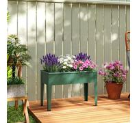 Outsunny Raised Planter Metal Garden Bed on Legs with Drainage Hole, Green | Foot Covers, Outdoor Elevated Garden Planter, for Vegetables, Herbs, Flowers
