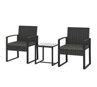 Outsunny 2 Seater Dark Grey PE Rattan Bistro Set with Cushion - Wilko