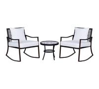Outsunny 3pc Rattan Rocking Chair Bistro Set - Brown