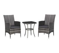 3PC Rattan Furniture Bistro Set Garden Table Chairs Patio Outdoor Outsunny Dark Grey One Size