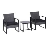 Outsunny 3 Pieces Rattan Dining Set Patio Bistro Table Chair Conversation Set863