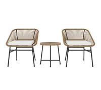 Outsunny Rattan Bistro Set, Small Balcony Furniture With Cushion, Light Grey In Natural Natural