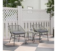 Outsunny Rattan Bistro Set, Small Balcony Furniture With Cushion, Light Grey