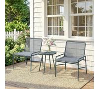 Outsunny Rattan Bistro Set with 2 Chairs & Round Table for Patio - Dark Grey - Not applicable - 58 cm