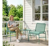 Outsunny Rattan Bistro Set with 2 Chairs & Round Table for Patio - Green - Not applicable - 58 cm