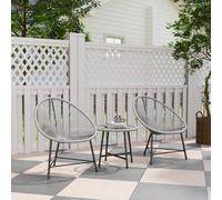 Outsunny Rattan Bistro Set, Cushioned Acapulco Chairs, Glass Table, Grey - Grey