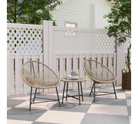 Outsunny Rattan Bistro Set, Cushioned Acapulco Chairs, Glass Table, Natural, Brown