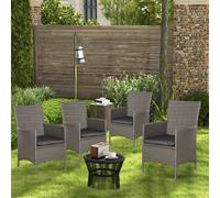 Outsunny 4PC Outdoor Rattan Armchair Wicker Dining Chair Set for Garden Grey, Grey