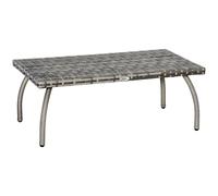 Rattan Coffee Table, Patio Wicker Table with All-Weather Grey