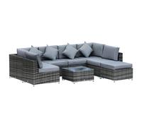 Outsunny Rattan Corner Sofa Set 8 Piece - Grey | TJ Hughes