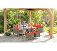 Outsunny Rattan Corner Sofa Set with Table and Footstools