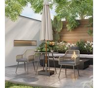 Outsunny Rattan Dining Set, 4 Seater Rattan Garden Furniture, Light Brown