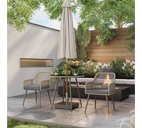 Outsunny Rattan Dining Set, 4 Seater Rattan Garden Furniture, Light Brown