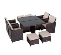 Outsunny Rattan Dining Set 9 Piece - Brown | TJ Hughes