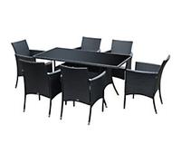 OutSunny Rattan Dining Set Black, White