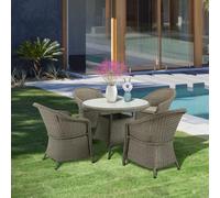 OUTSUNNY 5 Pieces Outdoor Patio PE Rattan Dining Set with Umbrella Hole & Cushions in Grey Outsunny Grey