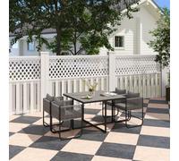 Outsunny Rattan Dining Set, Rattan Cube Dining Sets w/ Space-saving Design, Grey