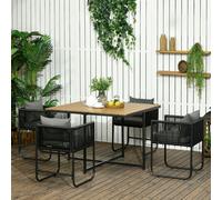 Outsunny Rattan Dining Set, Rattan Cube Dining Sets w/ Space-saving Design - Black - Steel, PE Rattan, Polyester, Plastic - 110cmx110cmx75cm