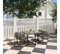 Outsunny Rattan Dining Set, Rattan Cube Dining Sets w/ Space-saving Design, Grey