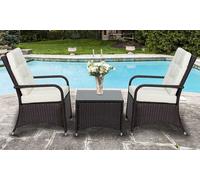 Outsunny Rattan 3Pcs Chair Table Bistro Set Patio Set W/ Steel Frame White, White
