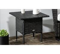 Outsunny Rattan-Effect Garden Table: 867-133V00BK (Rattan Side Table)