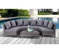 Outsunny Rattan-Effect Sofa Set Curved Design with Cushions