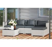 Outsunny Rattan-Effect Sofa Set, Outsunny 6-Piece 5-Seater Rattan-Effect Corner Sofa Set Mixed Grey
