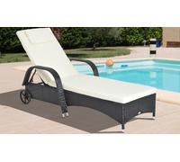 Outsunny Rattan-Effect Sun Lounger with Cushion: Black