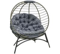 Outsunny Rattan Egg Chair Wicker Basket Chair with Cushion Bottle Holder Bag | TJ Hughes