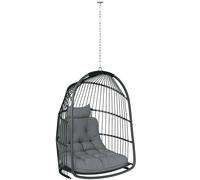 Outsunny Rattan Egg Chair with Installation Kit, Indoor Outdoor Swing Chair