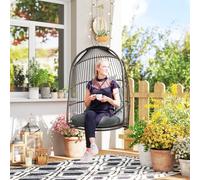 Outsunny Rattan Egg Chair with Installation Kit, Indoor Outdoor Swing Chair