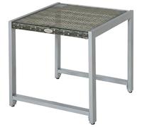 Outsunny Rattan End Table Side Coffee Desk Outdoor Patio Garden Furniture - Grey - Steel, PE Rattan - 50cmx49.5cmx50cm