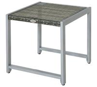 Outsunny Rattan End Table Side Coffee Desk Outdoor Patio Garden Furniture - Grey - Steel, PE Rattan - 50cmx49.5cmx50cm