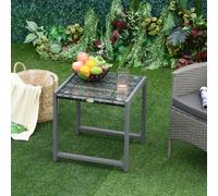Outsunny Rattan End Table Side Coffee Desk Outdoor Patio Garden Furniture - Grey - Steel, PE Rattan - 50cmx49.5cmx50cm