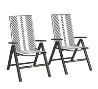 Outsunny 2PCs Rattan Folding Chair w/ 5-Position Adjustable Backrest, Grey - Grey - Steel, PE Rattan - 60.5W x 77D x 105H cm