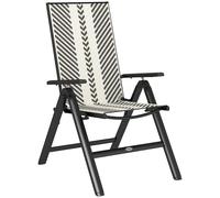 Outsunny Rattan Folding Chair w/ 5-Position Adjustable Backrest, Grey, Grey
