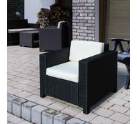 Outsunny Garden Rattan Wicker Furniture Cube Chair Sofa - Cream White, Black