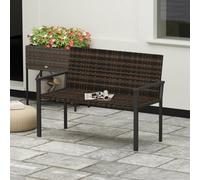 Outsunny Rattan Garden Bench Loveseat With Quick-Drying Padding, Mixed Brown