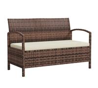 Outsunny Rattan Garden Bench w/ 125L Storage, Cushioned Outdoor Bench, Grey, Grey