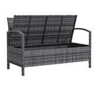 Outsunny Rattan Garden Bench w/ 125L Storage, Cushioned Outdoor Bench, Grey, Grey