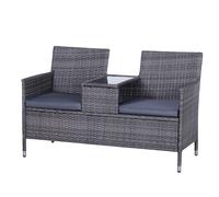 Outsunny Rattan Chair Garden Furniture Patio Love Seat Table Grey