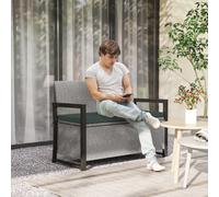 OUTSUNNY Rattan Garden Bench with Storage, Inner Bag, 151.5L Outdoor Bench in Grey Outsunny Grey
