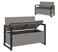 Outsunny Rattan Garden Bench with Storage, Inner Bag, 151.5L Outdoor Bench
